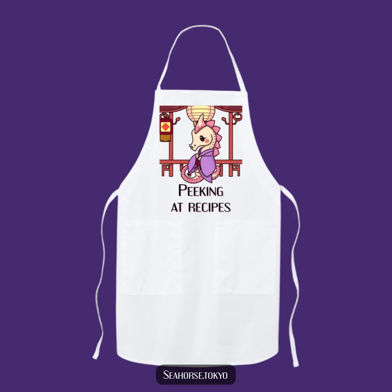 Funny Purple Kimono Seahorse Apron: Cook with Curious Flair