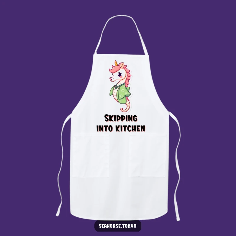 Funny Green Kimono Seahorse Apron: Cook with Joyful Energy