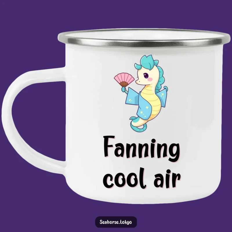 Funny Blue Kimono Seahorse Camping Mug: Adventure with a Wave
