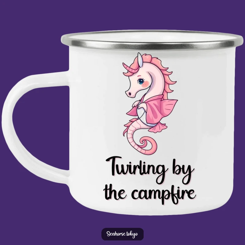 Funny Pink Kimono Seahorse Camping Mug: Adventure in Style
