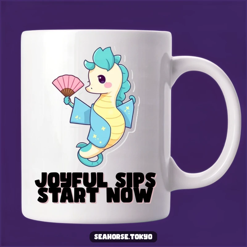 Funny Blue Kimono Seahorse Mug: Playful Waves for a Fun Gift