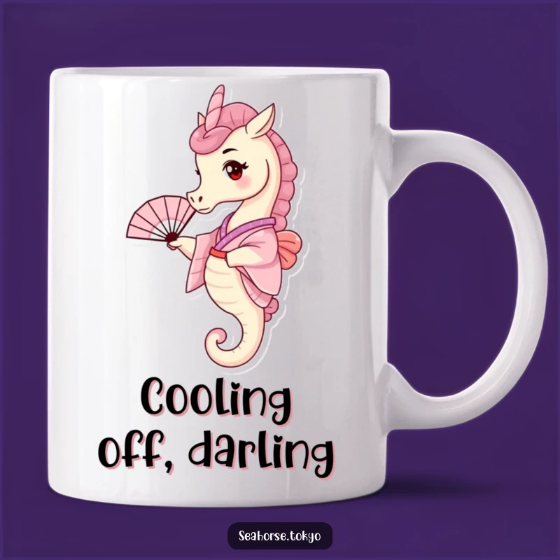 Funny Tiny Seahorse Kimono Mug, a Cute Gift Waving Hello Cutely