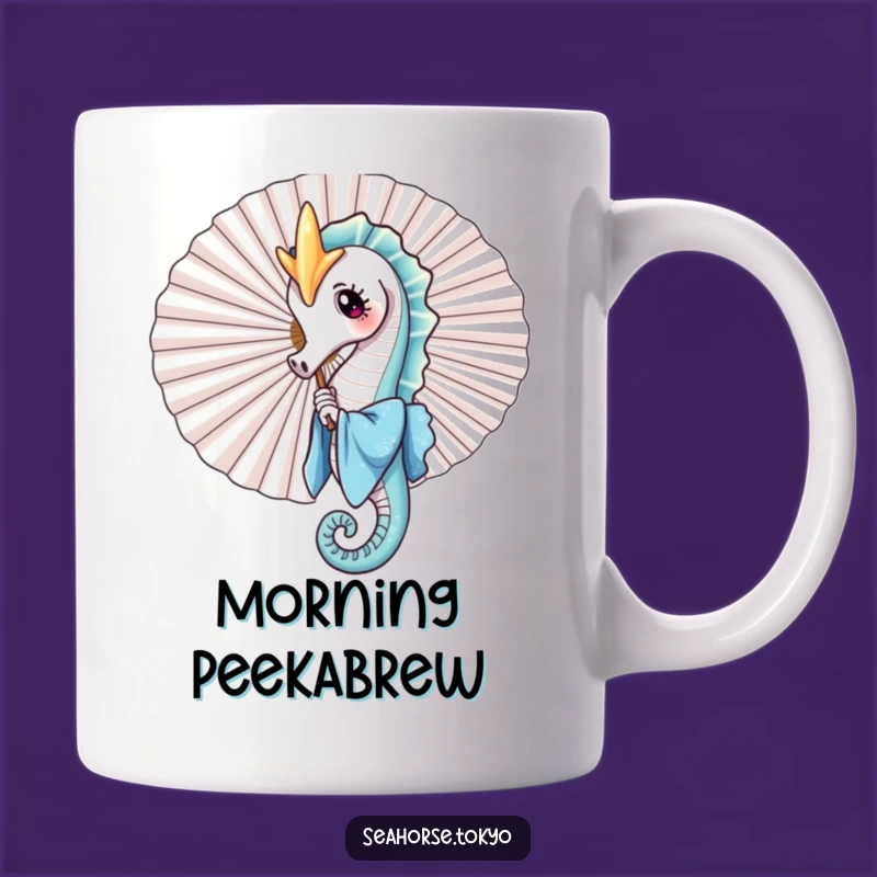 Playful Seahorse Fan Mug - Funny Peek-a-Boo Gift for Ocean Lovers