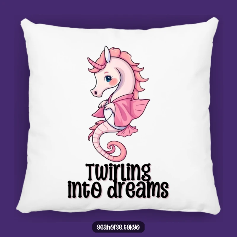 Funny Pink Kimono Seahorse Pillow: Cozy Comfort with Ocean Grace