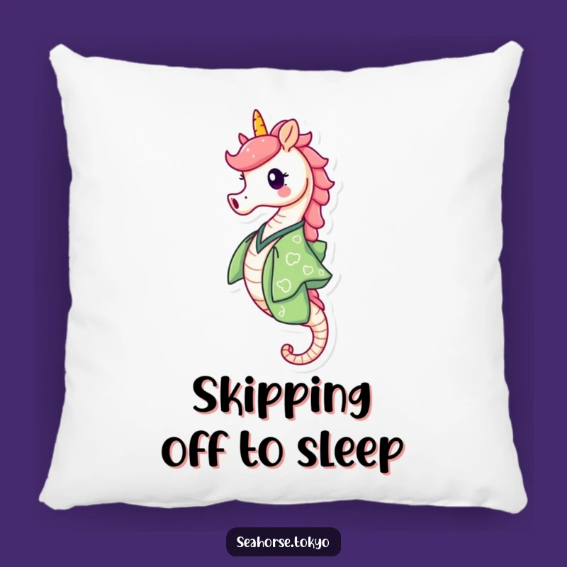 Funny Green Kimono Seahorse Pillow: Comfort with a Skip and a Smile