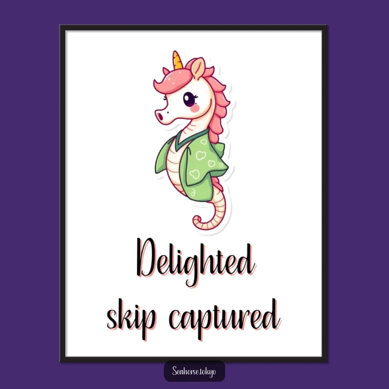 Funny Green Kimono Seahorse Print: Instant Joyful Art