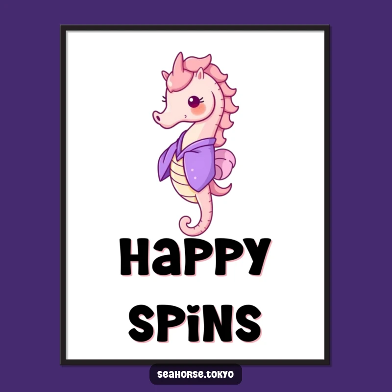 Funny Cheerful Seahorse Kimono Digital Art, a Decor Gift Spinning