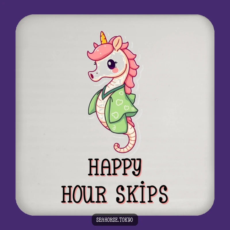 Funny Green Kimono Seahorse Coasters: Protect Surfaces Joyfully