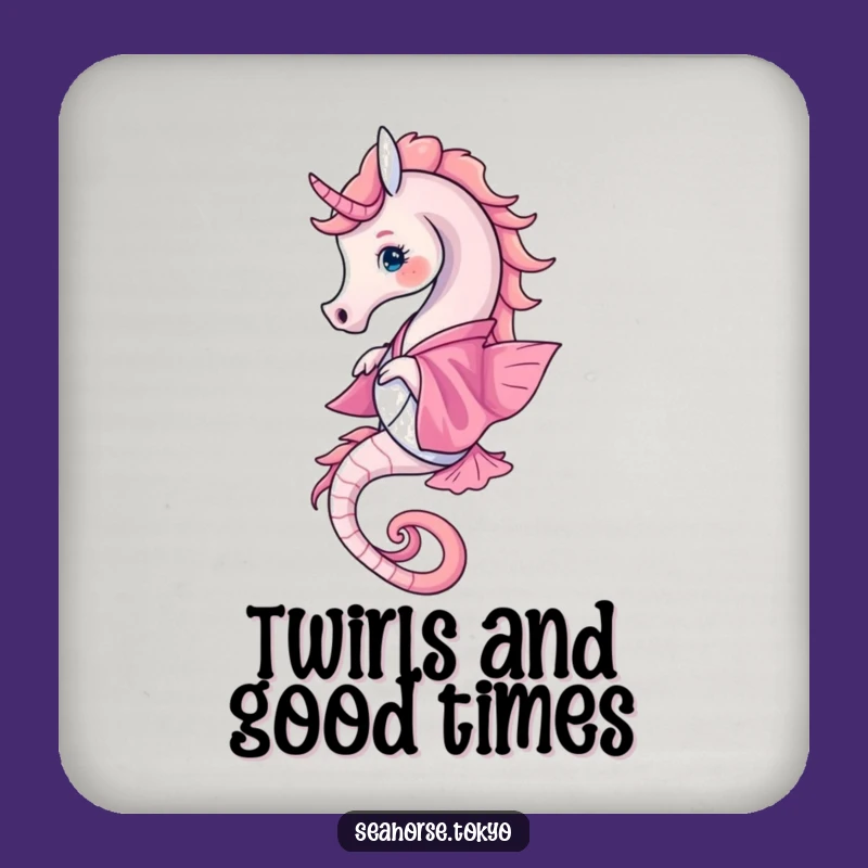 Funny Pink Kimono Seahorse Coasters: Protect Surfaces with Flair