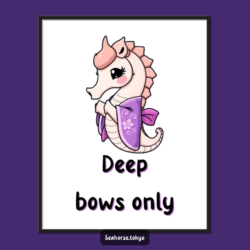 Funny Graceful Seahorse Kimono Art Print - Elegant Wall Decor Gift