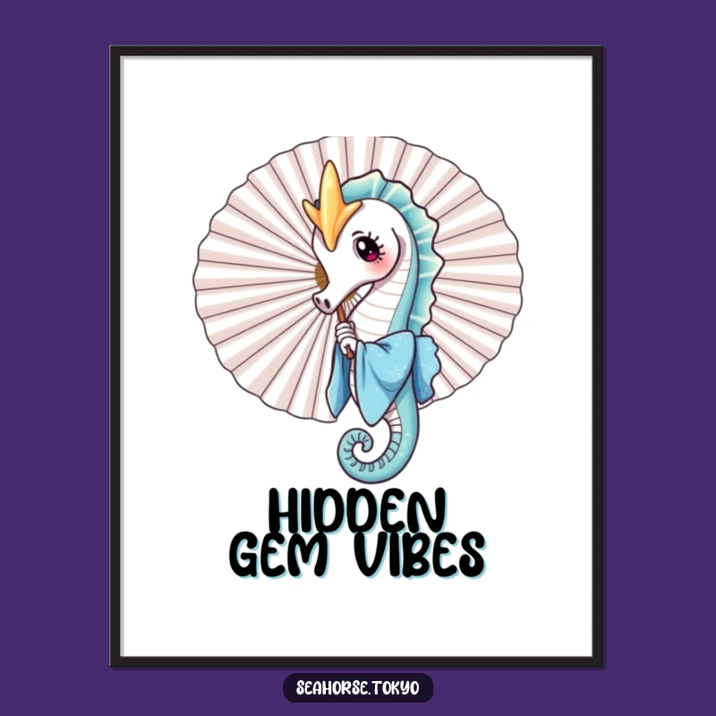 Funny Seahorse Fan Poster - Playful Wall Art for Marine & Quirky Decor