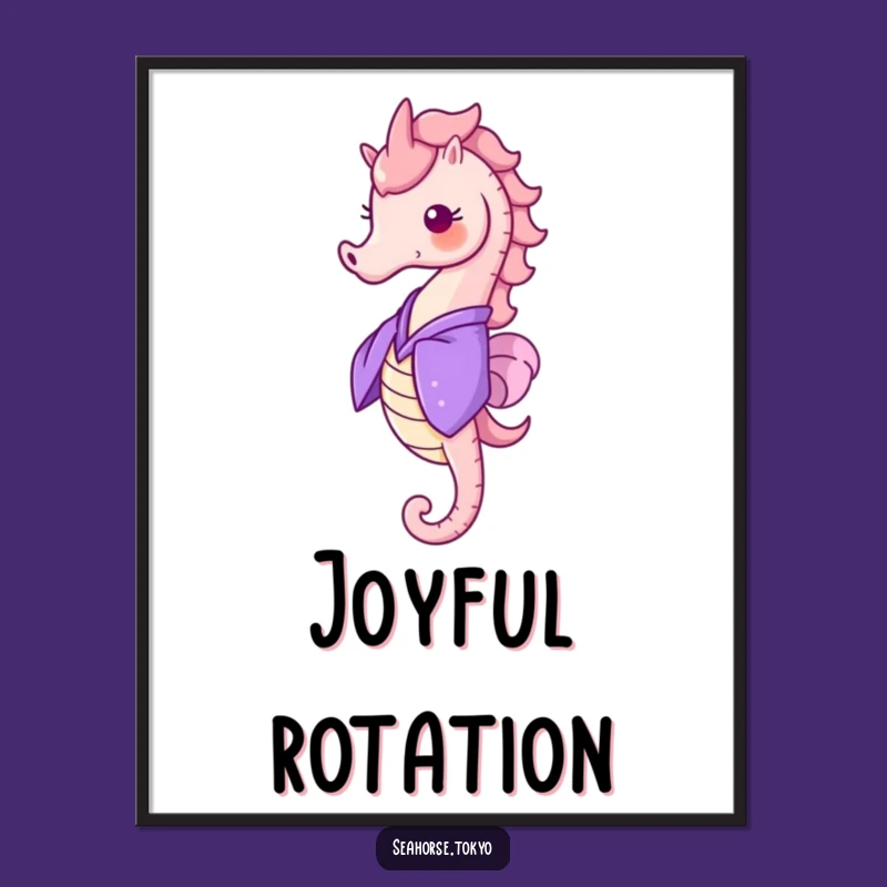 Funny Cheerful Seahorse Kimono Poster, a Wall Art Gift Spinning