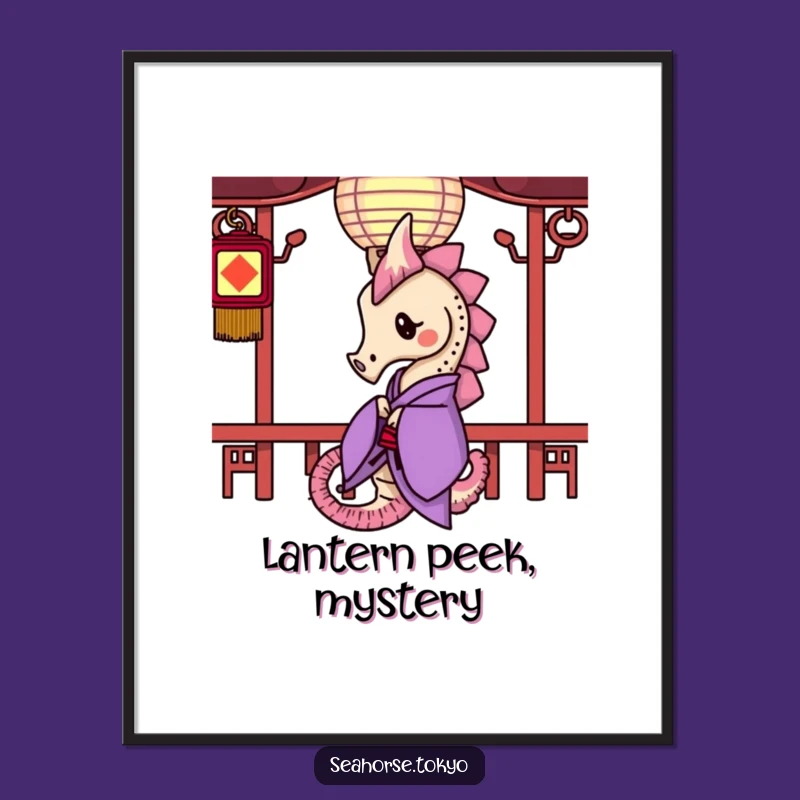 Funny Purple Kimono Seahorse Poster: Curious Underwater Art