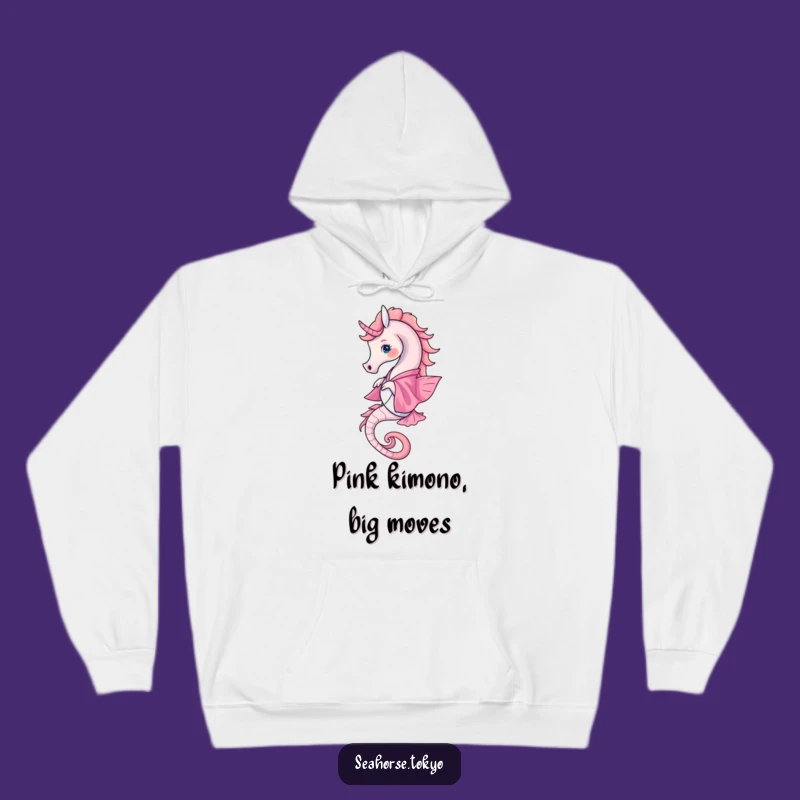 Cozy Funny Pink Kimono Seahorse Hoodie: Warmth with Aquatic Charm