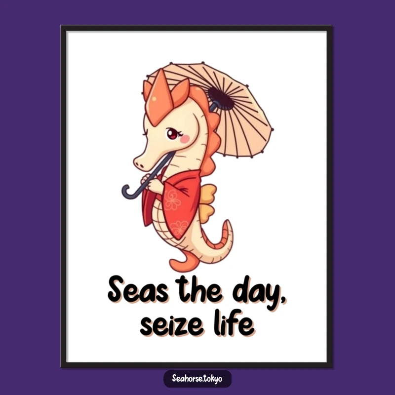 Funny Free Printable Seahorse Kimono Wall Art - Quirky Downloadable Decor