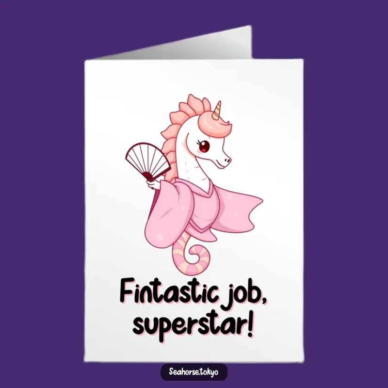 Elegant Seahorse Congrats Card: Free Printable Pink Kimono Downloadable