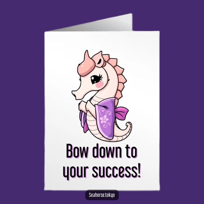 Free Printable Seahorse Congrats Card: Graceful Bow Hilarious Downloadable Celebration