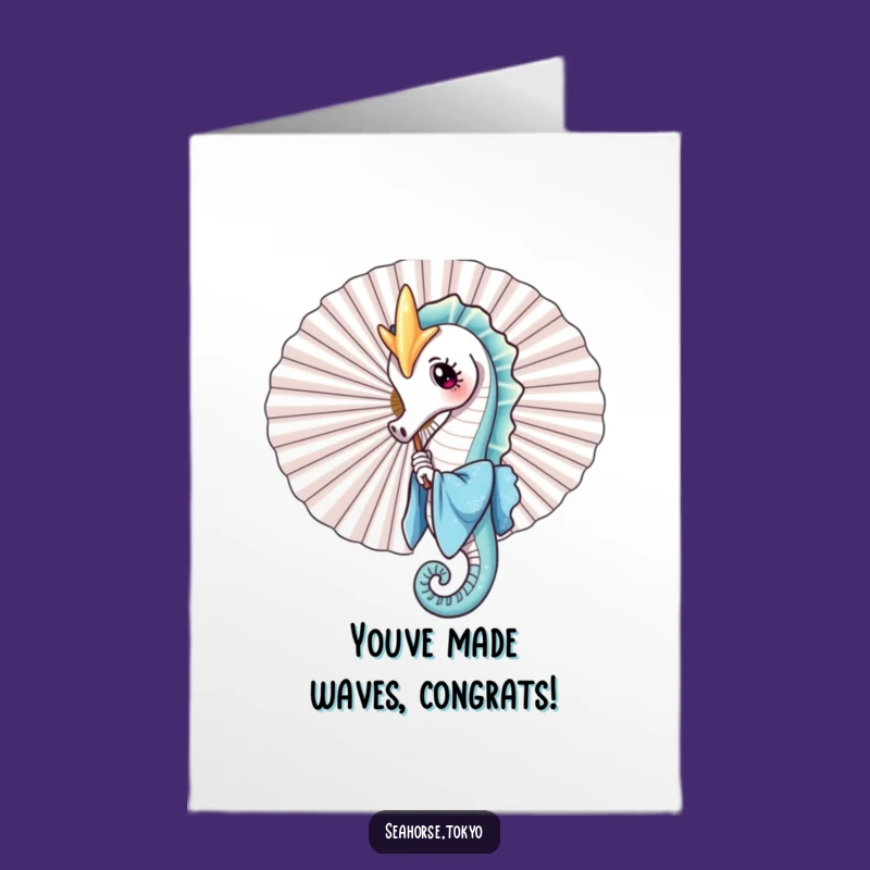 Whimsical Seahorse Congrats Card: Free Printable Blue Kimono Downloadable