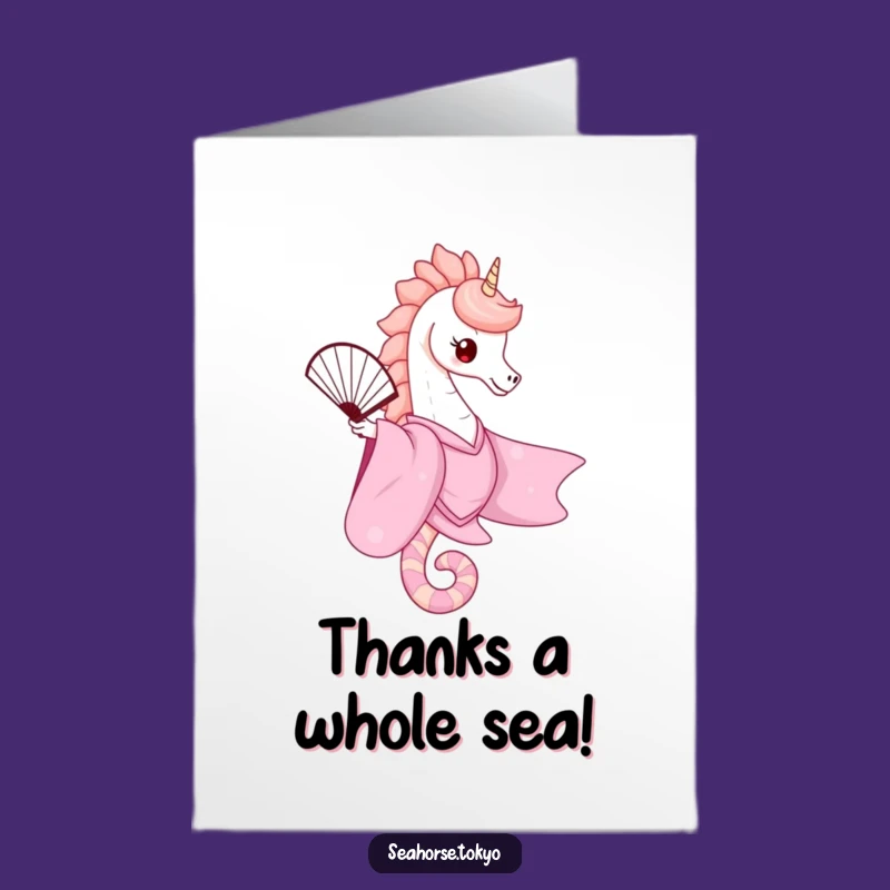 Charming Seahorse Thanks Card: Free Printable Pink Kimono Downloadable