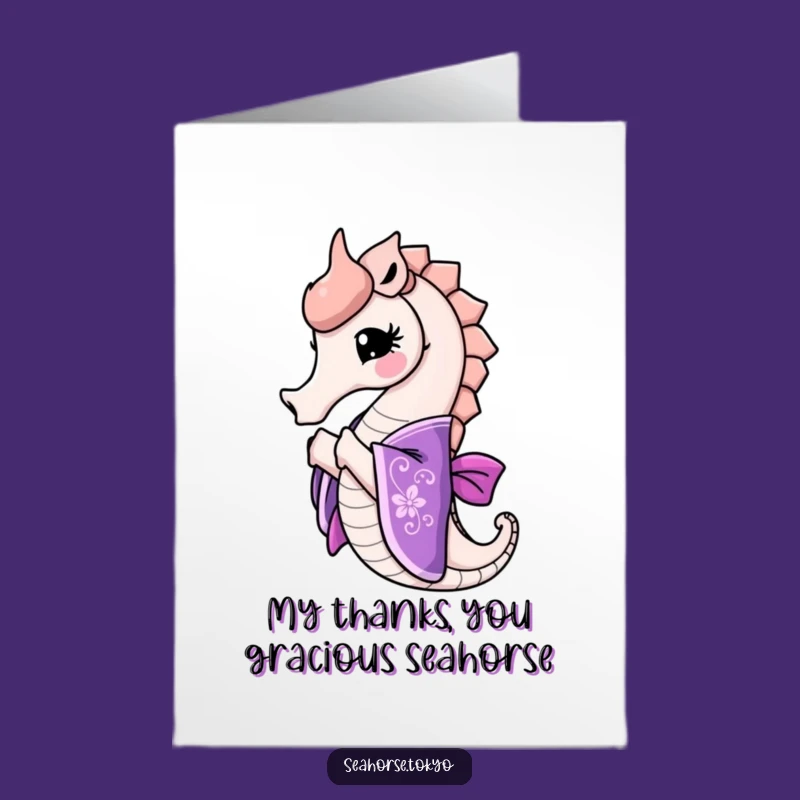 Free Printable Seahorse Thank You Card: Grateful Kimono Bow Hilarious Downloadable Note