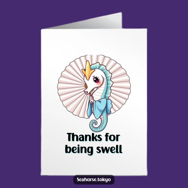 Sweet Seahorse Thanks Card: Free Printable Blue Kimono Downloadable