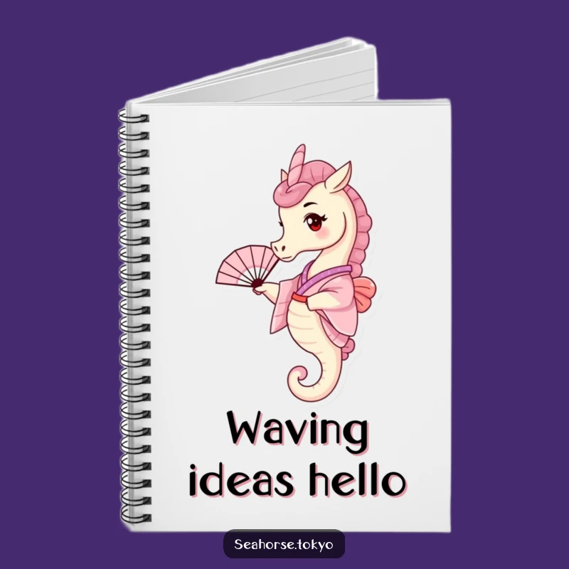 Funny Seahorse Kimono Notebook, a Journal Gift Waving Tiny Fan Ideas