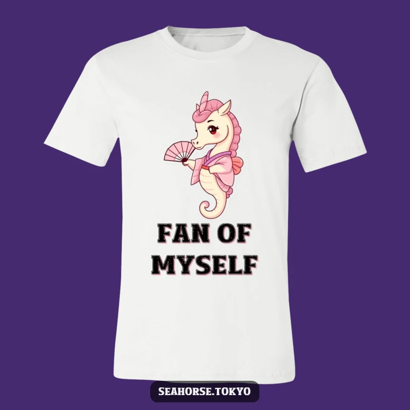 Funny Seahorse Kimono Tee, a Playful Shirt Waving Tiny Fan Style